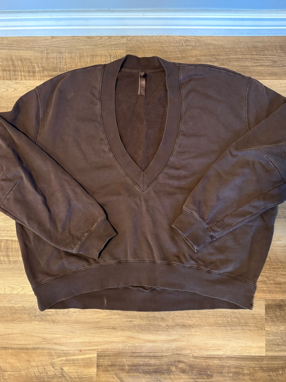 SKIMS BOYFRIEND FLEECE OVERSIZED V NECK PULLOVER